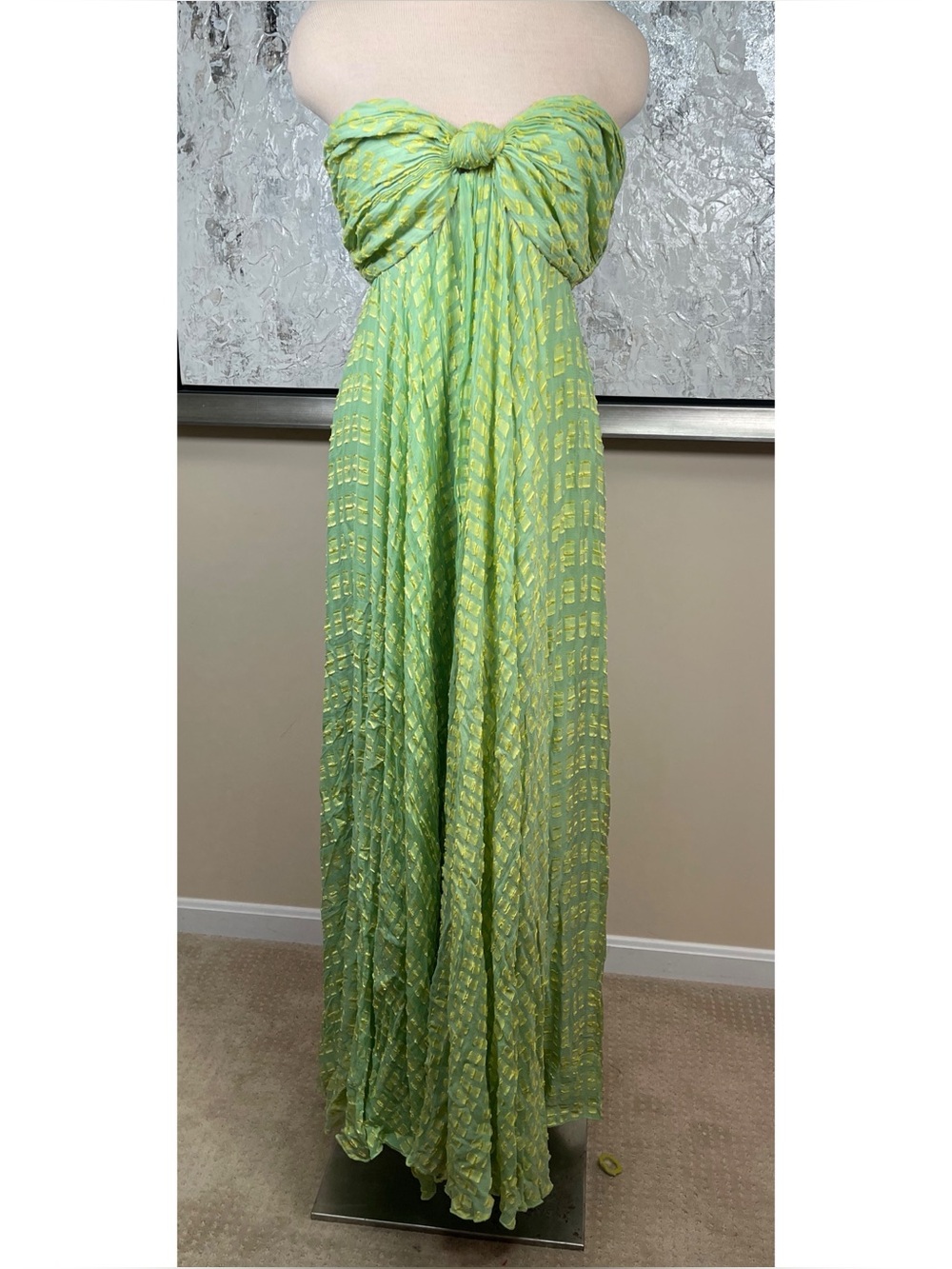 ALEXIS Elea Strapless Printed Pleated Chiffon Knot Maxi Dress Size XL - Picture 4 of 9